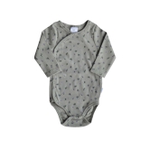 Grey Floral Printed Romper/Onesie Front Button Opening(100% Cotton Interlock Biowash)