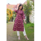 Vbuyz Cotton Printed Straight Womens Kurti - Purple ( Pack of 1 ) - None