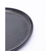 Round Quarter Plates, Half Plates, Dinner Set, Hammered Melamine, Black, Pack of 6