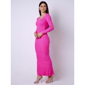 Built in Bra And Shapewear Pink Full Sleeves Dress