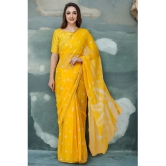 clafoutis Chiffon Dyed Saree Without Blouse Piece - Yellow ( Pack of 1 ) - Yellow