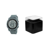 Rhonium Light Grey Silicon Digital Mens Watch