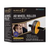 MuscleXP DrFitness+ AB Wheel Roller With Knee Mat, Stainleess Steel Rod, 6mm Knee Mat, To Tighten Abs, Strengthen Core Muscles, Tone Arms, Shoulder, Back (Black / Yellow) - Yellow