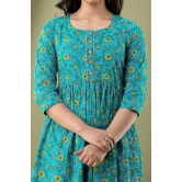 KASHVI Creation Women's Cotton Floral Printed Anarkali Maternity Feeding Kurti-Sky Blue