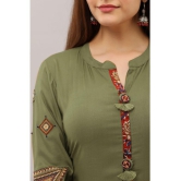 Preksha - Olive Rayon Women's Front Slit Kurti ( Pack of 1 ) - None