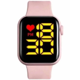 Rhonium Pink Silicon Digital Womens Watch