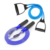 Double Toning Tube Resistance Tube ,Skipping Rope Jump Rope. Resistance Tube - Blue