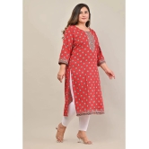 Swasti - Red 100% Cotton Womens Straight Kurti ( Pack of 1 ) - None