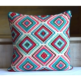 Bohemian Embroidered Multicolor Cotton Cushion Cover Size 16x16