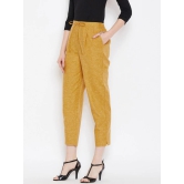 Women Mustard Yellow Textured Relaxed Trousers