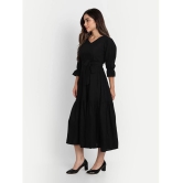 gufrina Rayon Solid Midi Womens Fit & Flare Dress - Black ( Pack of 1 ) - None