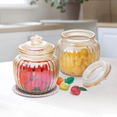 Treo Golden Pot 670 ML Storage Jar with Glass Lid | Golden | Set of 2 Pcs