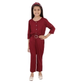 Kids Cave - Maroon Rayon Girls Jumpsuit ( Pack of 1 ) - None