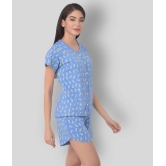 Clovia - Blue Cotton Womens Nightwear Nightsuit Sets ( Pack of 2 ) - 2XL