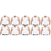 Men's Regular Cotton Sleeveless White Vests (PACK OF 10)