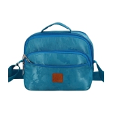 Leather World Blue Solid Messenger Bag - Blue