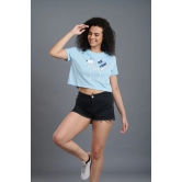 Skeleton Printed Sky Blue Crop Top for Women XXL