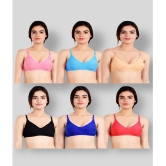 Kiran Enterprises - Multicolor Cotton Blend Non Padded Womens T-Shirt Bra ( Pack of 6 ) - None