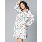 Oxolloxo White Plus Size Floral Satin A-Line Dress