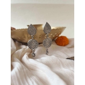 Kali oxidised silver earring with flower embossing