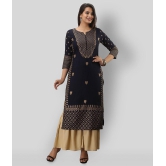 MAUKA - Navy Straight Rayon Women's Stitched Salwar Suit ( Pack of 1 ) - None