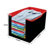 SH. NASIMA Foldable Non Woven Shirt Stacker Wardrobe Organizer With Side Handle (Pack of 3 Black Red)