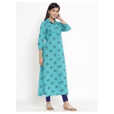 Kbz Turquoise Rayon Straight Kurti - XL