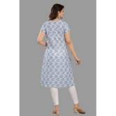 Frionkandy - Light Blue Cotton Womens Straight Kurti ( Pack of 1 ) - None