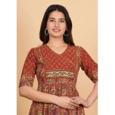 Vbuyz Cotton Printed Anarkali Womens Kurti - Maroon ( Pack of 1 ) - None