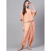 Peach-Coloured & Grey Printed Block Print Top with Dhoti Pants