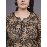 Tissu Cotton Printed Kurti With Palazzo Womens Stitched Salwar Suit - Brown ( Pack of 1 ) - None