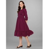 JASH CREATION Polyester Solid Knee Length Womens Fit & Flare Dress - Wine ( Pack of 1 ) - None