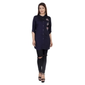 HIGHLIGHT FASHION EXPORT Blue Rayon Straight Kurti - Single - S