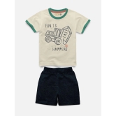 Half Sleeve With Rib Printed T-shirt with Comfy Solid Shorts for Infants & Girls - Pack of 2 (1 T-shirt & 1 short)