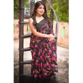 ANAND SAREES Georgette Printed Saree With Blouse Piece - Black ( Pack of 1 ) - Black