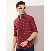 Dillinger 100% Cotton Regular Fit Printed Full Sleeves Mens Casual Shirt - Maroon ( Pack of 1 ) - None