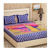 URBAN MAGIC - Blue Cotton Double Bedsheet with 2 Pillow Covers - Blue