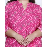 Swasti Cotton Blend Printed Flared Womens Kurti - Pink ( Pack of 1 ) - None