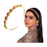 LYKAA Kundan Hair Band Sheeshphool Matha patti Hair Accessories for Women and Girls - 1Pcs (RED) - Red