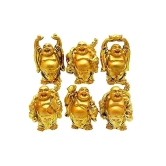 Isteel Golden Set Of Laughing Buddha (6 Pcs)