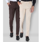 SREY - Coffee Polycotton Slim - Fit Men's Formal Pants ( Pack of 2 ) - None