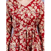 JC4U Rayon Printed Full Length Womens Fit & Flare Dress - Red ( Pack of 1 ) - None