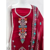 Apnisha Unstitched Georgette Embellished Dress Material - Maroon ( Pack of 1 ) - Maroon