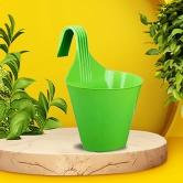 Balcony Garden Hook Plastic Pot | Set of 2 White