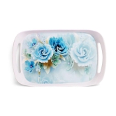 HomePro - Blue Floral Design Tray Multicolor Serving Tray ( Set of 1 )