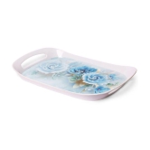 HomePro - Blue Floral Design Tray Multicolor Serving Tray ( Set of 1 )