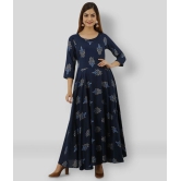 Lee Moda - Blue Rayon Womens Anarkali Kurti ( Pack of 1 ) - XXL