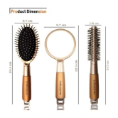 Majestique 3Pcs Hair Brush Set Detangling Brush, Roller Brush With Handle Mirror Suit For Women Men