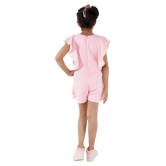 Kids Cave Dungaree jumpsuits for girls above Knee Length Fabric Polycrepe(Color_Pink, Size_3 Years to 12 Years) - None