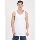 Men's Super Combed Cotton Round Neck Sleeveless Vest with Extended Length for Easy Tuck - White(Pack of 3)